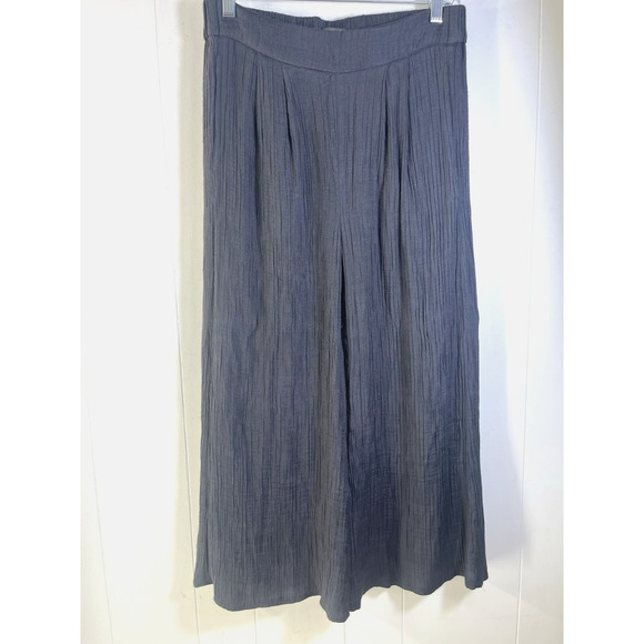 Wonderly Wide Leg Crepe Textured Cropped Pants Pockets Gray Size Small Lined - Picture 1 of 10